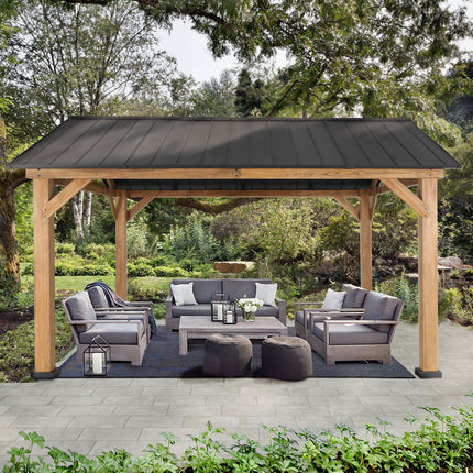 Double Hardtop Roof Wood Gazebo