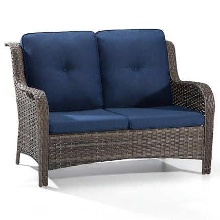 Outdoor Patio Couch Wicker Sofa - 2 Seater Rattan Sofa