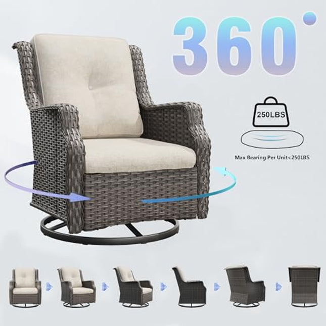 Outdoor Swivel Rocker Patio Chair - 360 Degree Patio Swivel Glider Chair