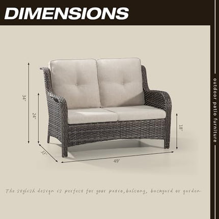 Outdoor Patio Couch Wicker Sofa - 2 Seater Rattan Sofa