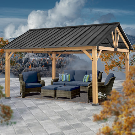 Double Hardtop Roof Wood Gazebo