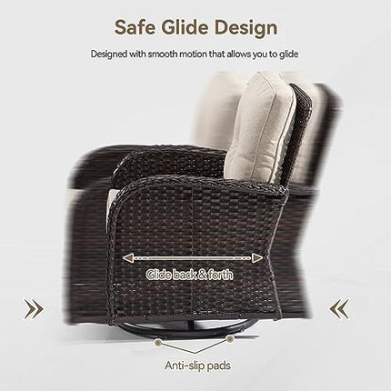 Outdoor Swivel Rocking Chairs Set of 2 with Wicker Side Table