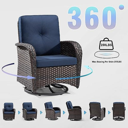 Outdoor Swivel Rocking Chairs Set of 2 with Wicker Side Table