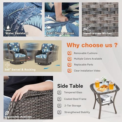 Outdoor Swivel Rocker Wicker Chair