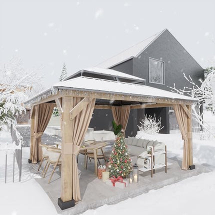 Outdoor Thermal Transfer Wood-Looking Aluminum Gazebo