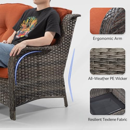 Outdoor Patio Couch Wicker Sofa - 2 Seater Rattan Sofa