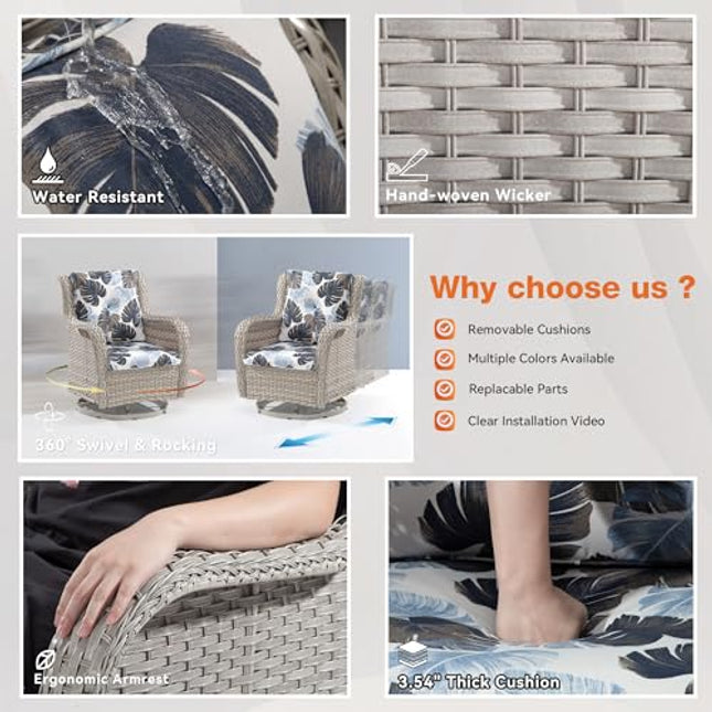 Outdoor Swivel Rocker Wicker Chair