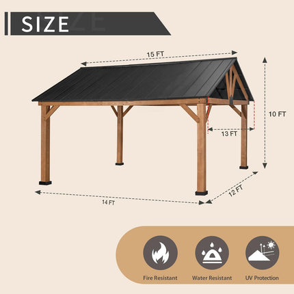 Cedar Wood Gazebo 13 x 15 ft.