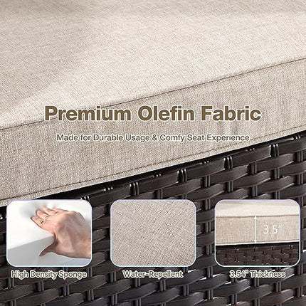 Outdoor Swivel Rocking Chairs Set of 2 with Wicker Side Table