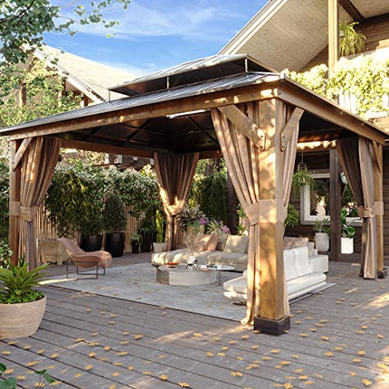 Outdoor Thermal Transfer Wood-Looking Aluminum Gazebo