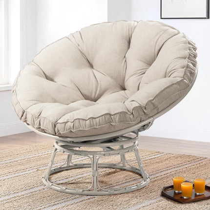 Papasan Chair with Cushion and 360 Degree Swivel Base