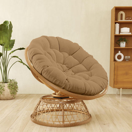 Wicker Papasan Chair with Cushion and 360 Degree Swivel Base