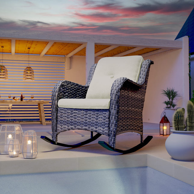 Gardenbee Patio Wicker Rocking Chair- Rattan Rocker Chair