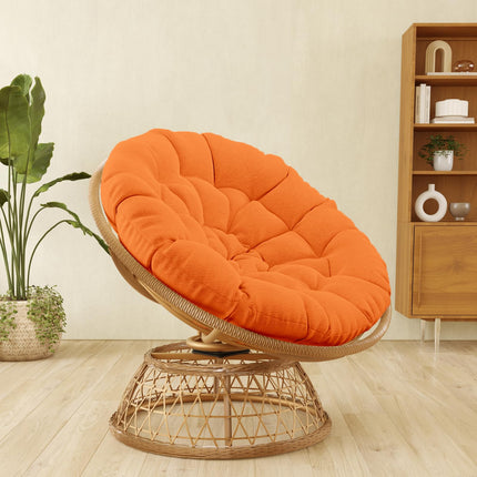 Wicker Papasan Chair with Cushion and 360 Degree Swivel Base