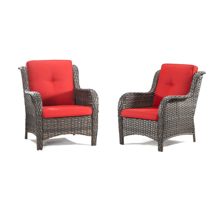 Outdoor Wicker Chair Rattan Patio Dining Chairs Set of 2 PE Wicker Patio Chairs