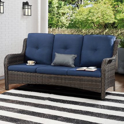 Outdoor Patio Couch Wicker Sofa - 3 Seater Rattan Sofa