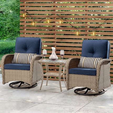 Outdoor Swivel Rocker Chair Set 3 Piece Patio Furniture Set