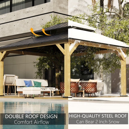 Double Hardtop Roof Wood Gazebo