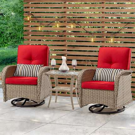 Outdoor Swivel Rocker Chair Set 3 Piece Patio Furniture Set