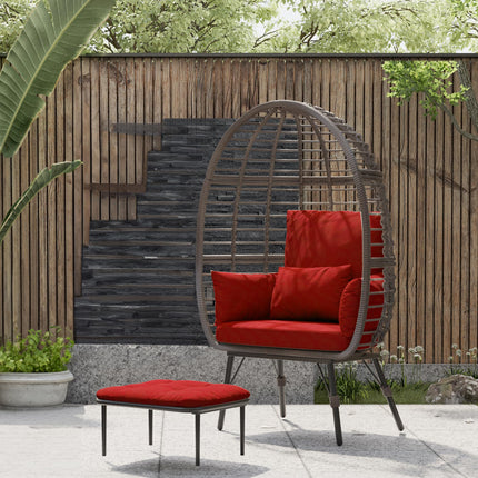 Wicker Egg Chair Outdoor with Ottoman - Indoor Egg Chair