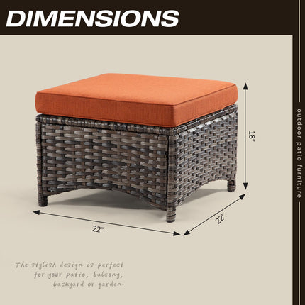 Outdoor Wicker Ottomans for Patio Set of 2