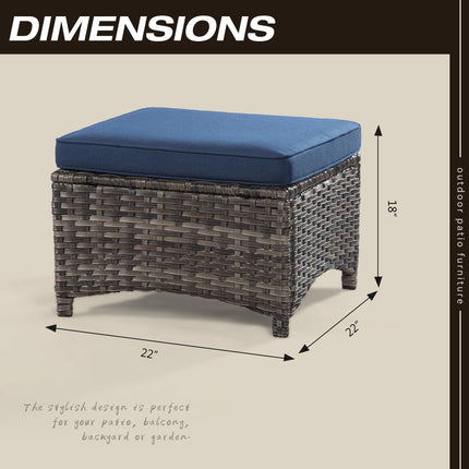 Outdoor Wicker Ottomans for Patio Set of 2