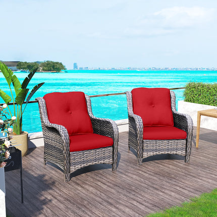 Outdoor Wicker Chair Rattan Patio Dining Chairs Set of 2 PE Wicker Patio Chairs