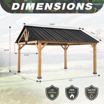 Double Hardtop Roof Wood Gazebo