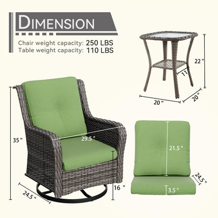 Outdoor Swivel Rocker Chairs Set of 2 and Matching Side Table