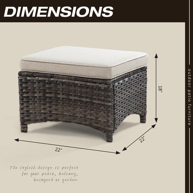 Outdoor Wicker Ottomans for Patio Set of 2