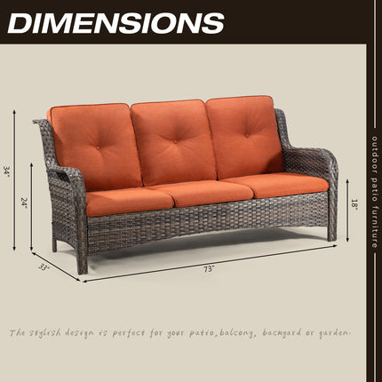 Outdoor Patio Couch Wicker Sofa - 3 Seater Rattan Sofa