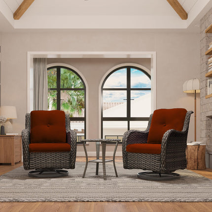 Outdoor Swivel Rocker Chairs Set of 2 and Matching Side Table