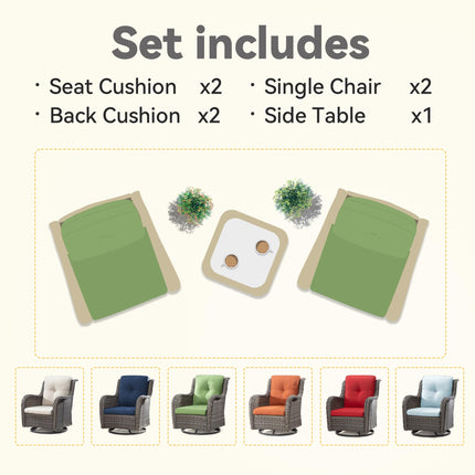 Outdoor Swivel Rocker Chairs Set of 2 and Matching Side Table