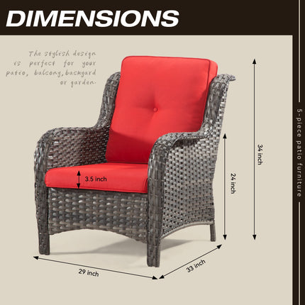 Outdoor Wicker Chair Rattan Patio Dining Chairs Set of 2 PE Wicker Patio Chairs