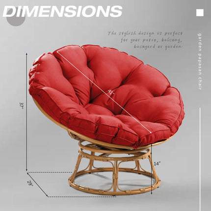 Papasan Chair with Cushion and 360 Degree Swivel Base