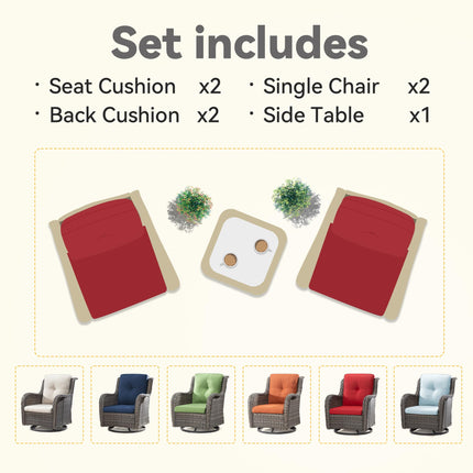 Outdoor Swivel Rocker Chairs Set of 2 and Matching Side Table