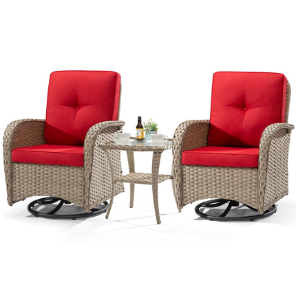 Outdoor Swivel Rocker Chair Set 3 Piece Patio Furniture Set