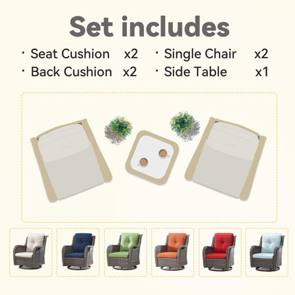 Outdoor Swivel Rocker Chairs Set of 2 and Matching Side Table