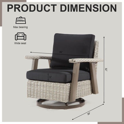 Outdoor 360 Degree Swivel Rocker Chair Patio Rattan Chair