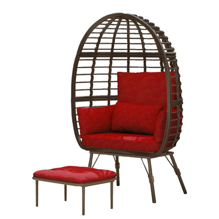 Wicker Egg Chair Outdoor with Ottoman - Indoor Egg Chair