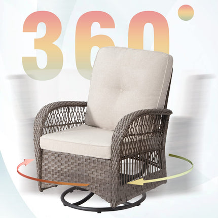 Wicker Swivel Rocking Chair Set with Matching Coffee Table