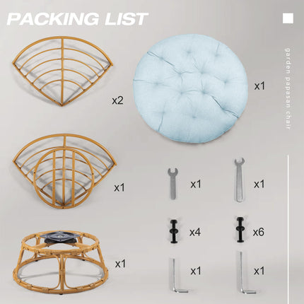 Papasan Chair with Cushion and 360 Degree Swivel Base