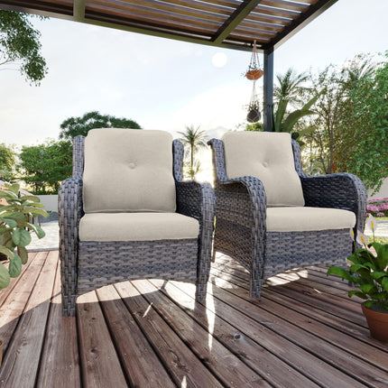 Outdoor Wicker Chair Rattan Patio Dining Chairs Set of 2 PE Wicker Patio Chairs