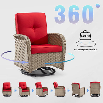 Outdoor Swivel Rocker Chair Set 3 Piece Patio Furniture Set