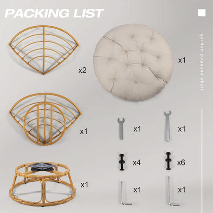 Papasan Chair with Cushion and 360 Degree Swivel Base