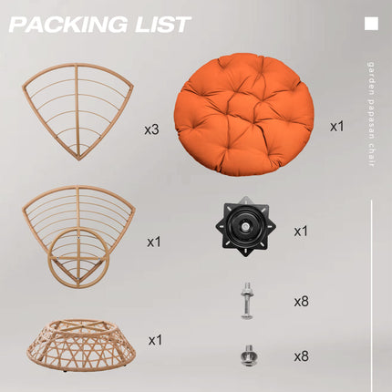 Wicker Papasan Chair with Cushion and 360 Degree Swivel Base