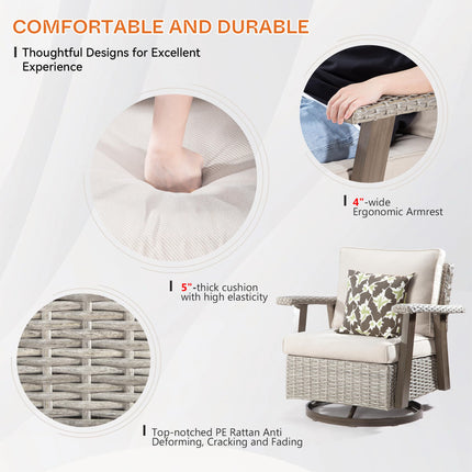 Outdoor 360 Degree Swivel Rocker Chair Patio Rattan Chair