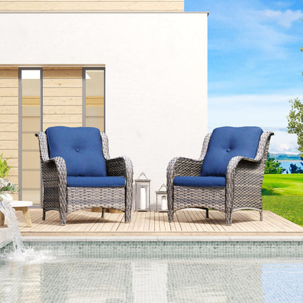 Outdoor Wicker Chair Rattan Patio Dining Chairs Set of 2 PE Wicker Patio Chairs