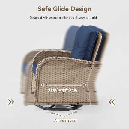 Outdoor Swivel Rocker Chair Set 3 Piece Patio Furniture Set