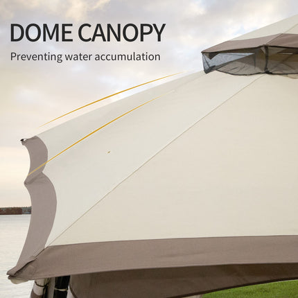 Double Tier Gazebo Tent with Side Mesh Curtains